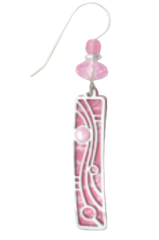 Adajio pink and white earrings with a bead on a white background. Available at Be Charmed. 