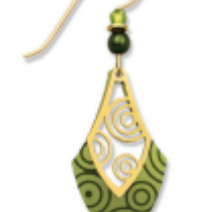 Adajio Spring Green Gold Plate Leaf Shape Earrings with Shooting Star and Cabochon—lightweight artisan statement jewelry. Available at Be Charmed