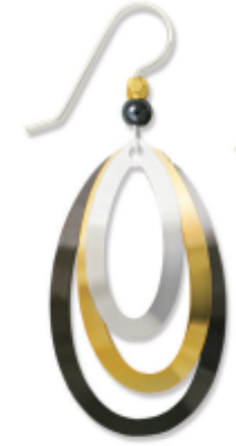 Adajio Three Part Stacked Earrings in IR, GP, and Hematite—artisan lightweight statement jewelry. Available at Be Charmed