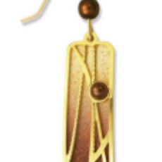 Adajio Vanilla & Chocolate Ombre Column Earrings with GP Reeds and Cabochon—artisan lightweight statement jewelry. Available at Be Charmed