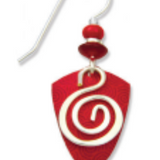 Adajio red and white spiral earring on a white background. Available at Be Charmed. 