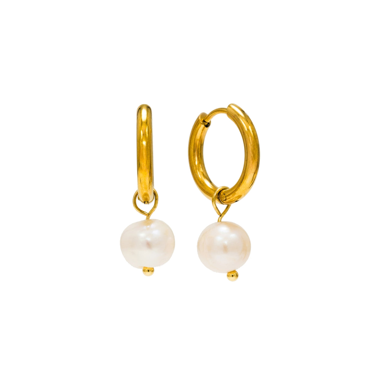 Lover's Tempo Oceane Pearl Hoops Gold