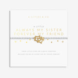 A Littles & Co Gold and Silver Always My Sister, Forever My Friend Bracelet on Card