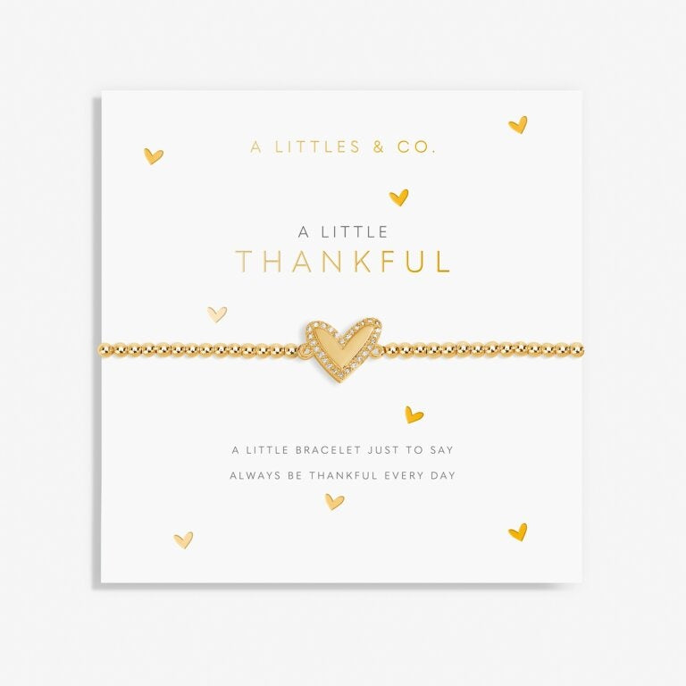 A Littles & Co Gold Thankful Bracelet on Card