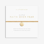 A Littles & Co Gold Faith Over Fear Bracelet on Card