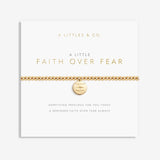 A Littles & Co Gold Faith Over Fear Bracelet on Card