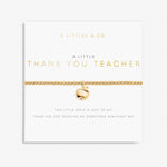 A Littles & Co Gold Thank You Teacher Bracelet on Card