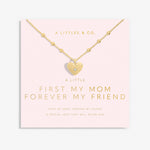 A Littles & Co Gold First My Mom Forever My Friend Necklace on Card