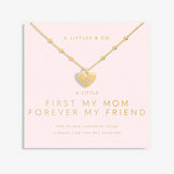A Littles & Co Gold First My Mom Forever My Friend Necklace on Card