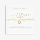 A Littles & Co Gold Happy Birthday Aunt Bracelet on Card