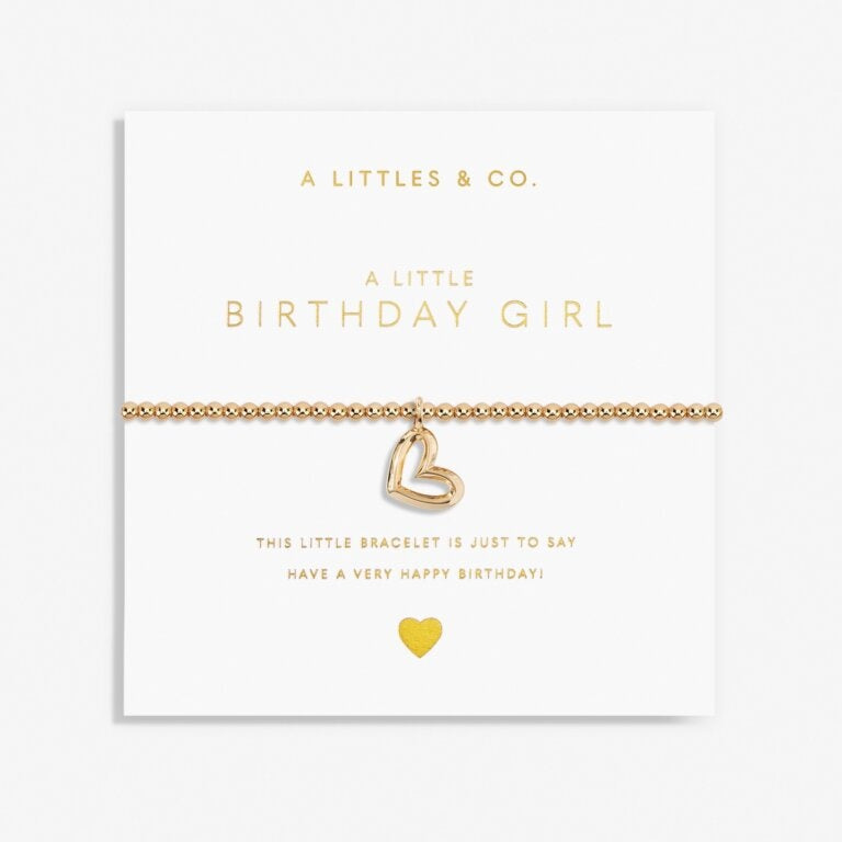 A Littles & Co Gold Birthday Girl Bracelet on Card
