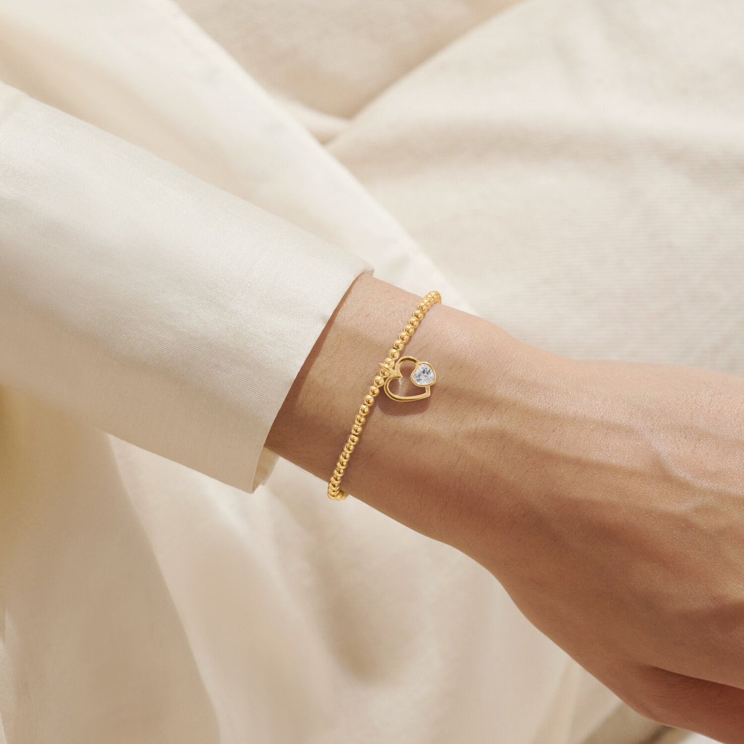Woman Wearing A Littles & Co Gold First My Mom Forever My Friend Bracelet 