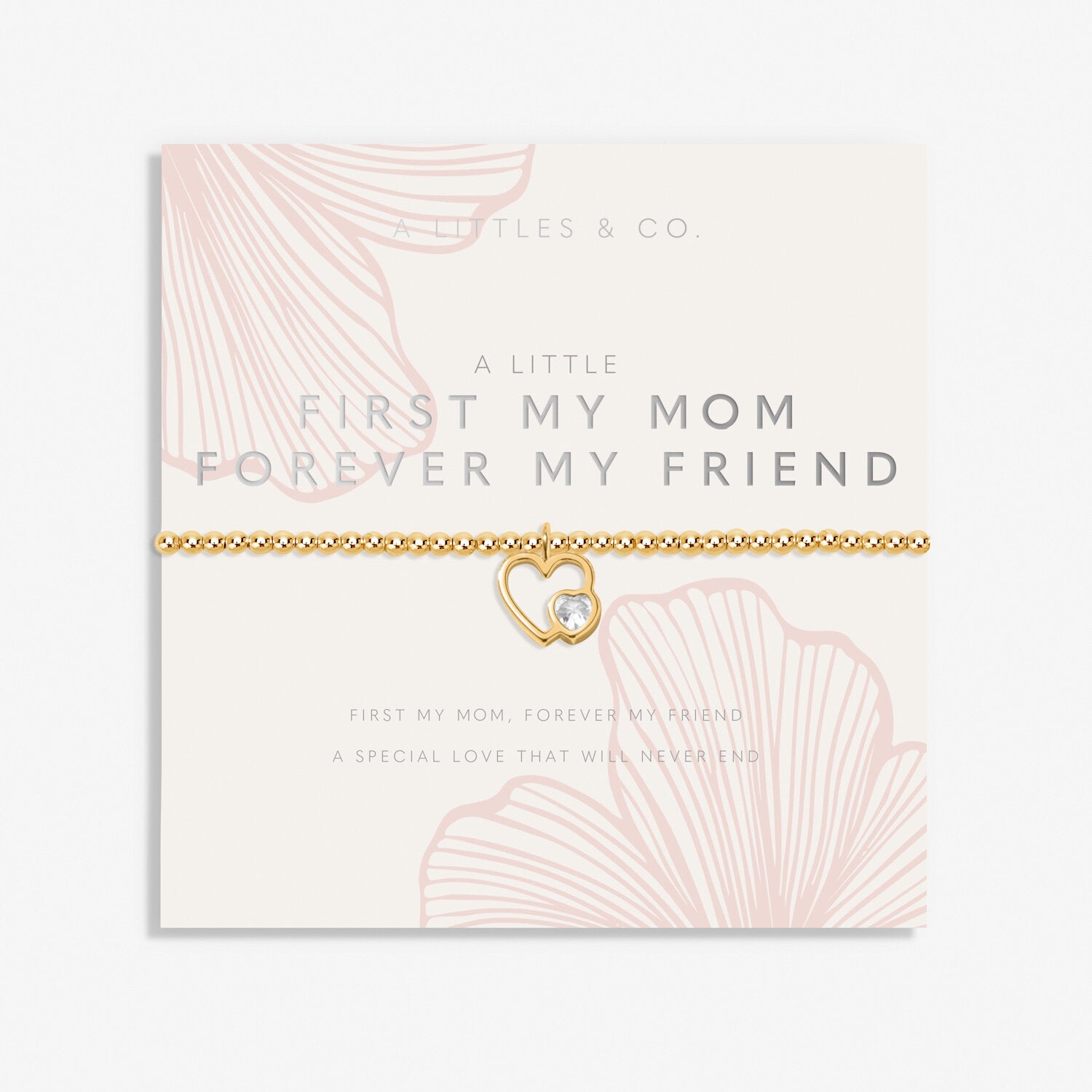 A Littles & Co Gold First My Mom Forever My Friend Bracelet on Card