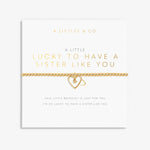 A Littles & Co Gold Lucky To Have A Sister Like You Bracelet on Card