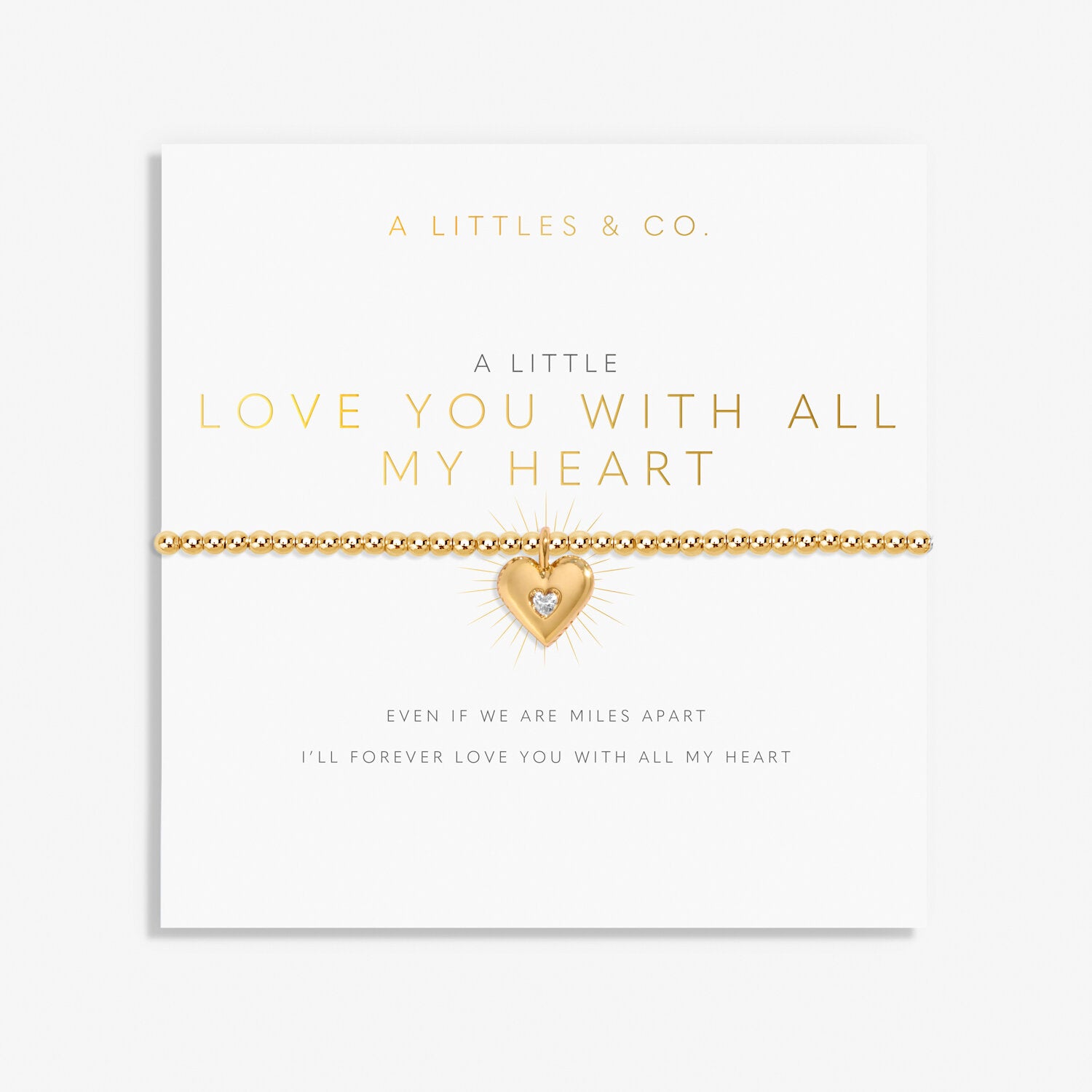 A Littles & Co Gold Love You With All My Heart Bracelet on Card