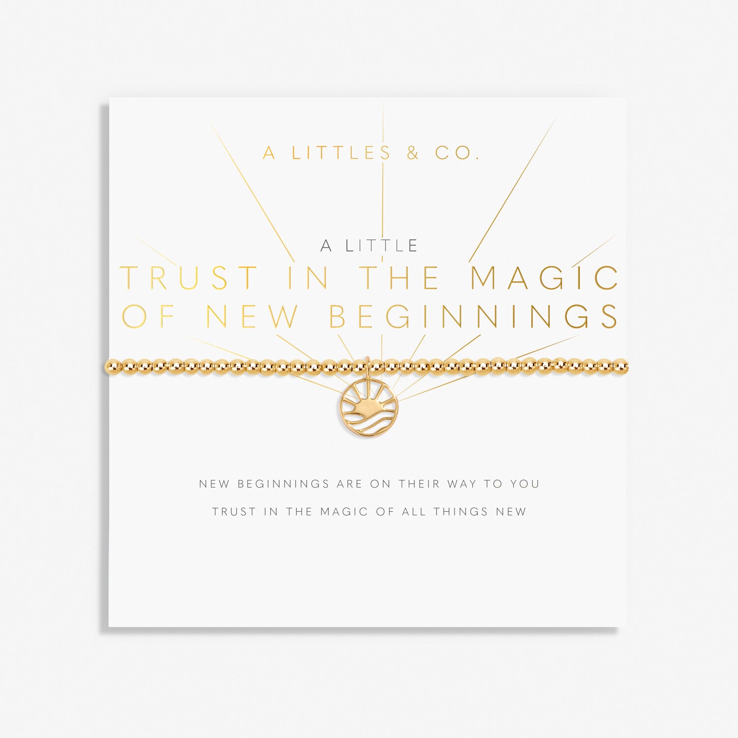 A Littles & Co Gold Trust In The Magic Of New Beginnings Bracelet on Card