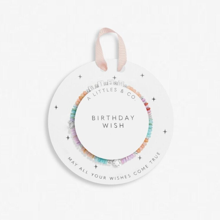 A Littles & Co Children's Silver Happy Little Moments Birthday Wish Bracelet on Card