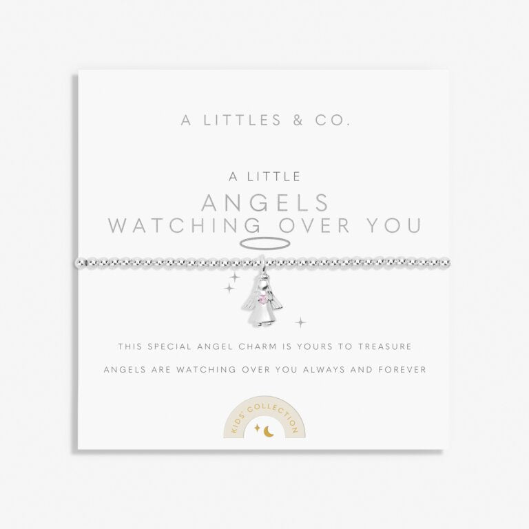 A Littles & Co Children's Silver Angels Watching Over You Bracelet on Card