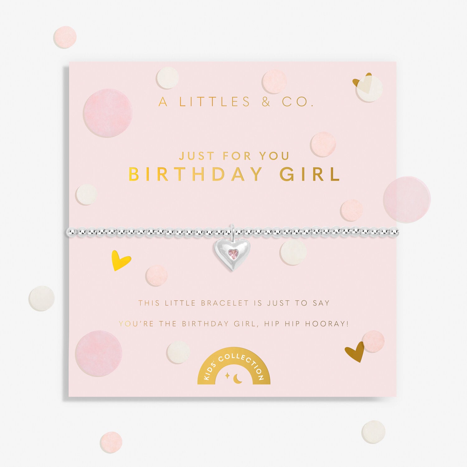 A Littles & Co Children's Silver Confetti Birthday Girl Bracelet on Card