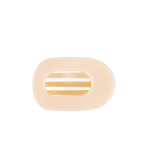 A single hair claw clip in a glossy, warm cream or pale beige color, shown from a top-down view on a solid white background.