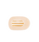 A single hair claw clip in a glossy, warm cream or pale beige color, shown from a top-down view on a solid white background.