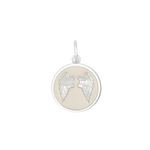 Ivory Lola angel wings fly pendant symbolizing love, protection, and remembrance by Be Charmed. Available at Be Charmed