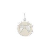 Ivory Lola angel wings fly pendant symbolizing love, protection, and remembrance by Be Charmed. Available at Be Charmed
