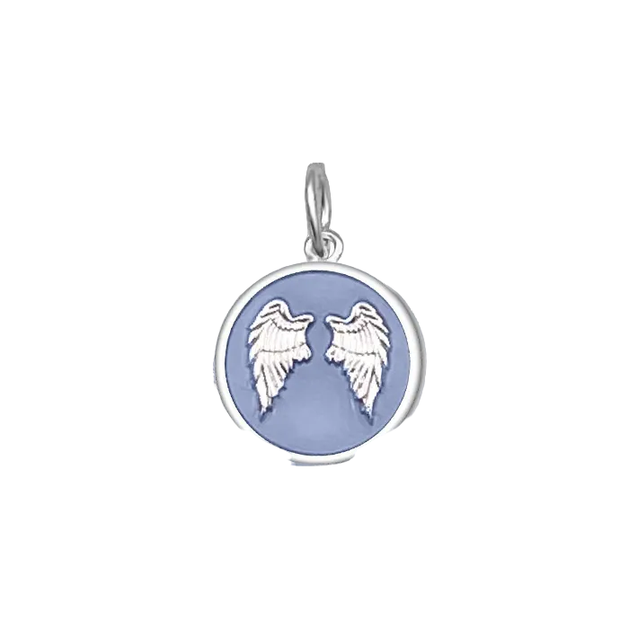 Lavender Lola angel wings fly pendant symbolizing love, protection, and remembrance by Be Charmed. Available at Be Charmed