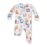 Angel Dear 2 Way Zipper Footie – S’mores design with fun campfire treat print and two-way zipper. Available at Be Charmed.