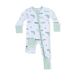 Baby romper with whale pattern on a white background. Available at Be Charmed