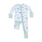 Baby romper with whale pattern on a white background. Available at Be Charmed