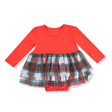Angel Dear Tutu Bodysuit – Holiday Plaid design with festive tutu skirt and snap closures. Available at Be Charmed.