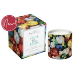 Annapolis Candle Kim Hovell Deck The Halls Boxed Candle – festive holiday scent with signature artwork. Available at Be Charmed.