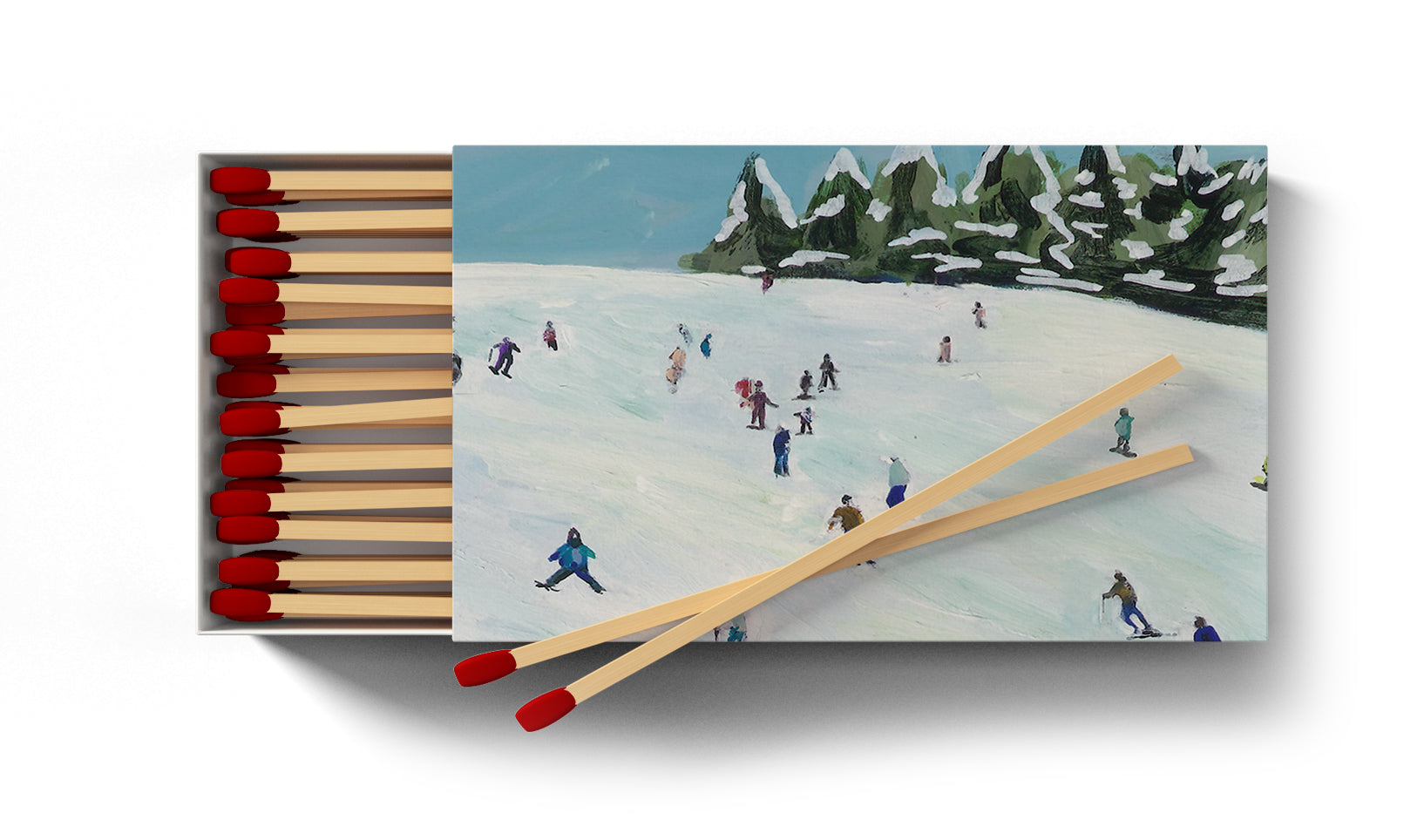 Annapolis Candle Kim Hovell Slope Side Boxed Matches – elegant match box with signature artwork. Available at Be Charmed.