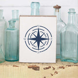 Rustic Marlin - Navy Compass Wood Block
