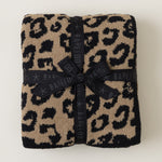 Barefoot Dreams BITW CAMEL / BLACK / LEOPARD PRINT Throw wrapped in black bow