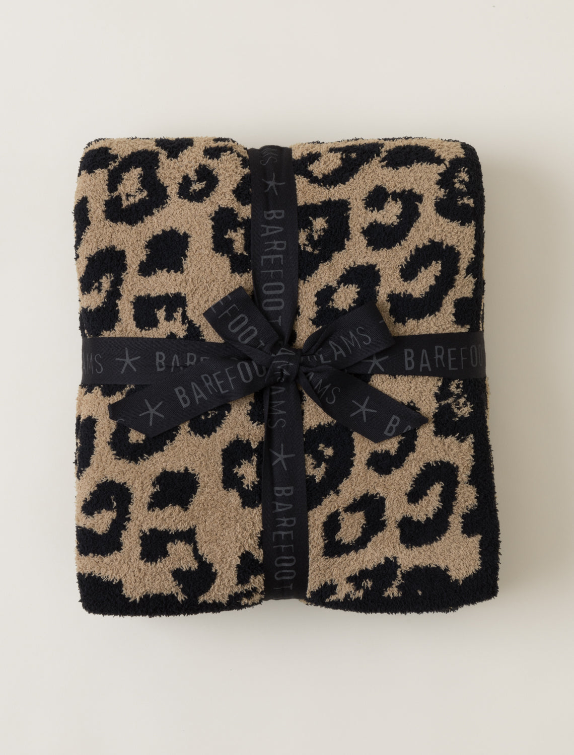 Barefoot Dreams BITW CAMEL / BLACK / LEOPARD PRINT Throw wrapped in black bow