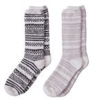 Barefoot Dreams CozyChic Checkered Stripe Sock Set in Dark Moss and Stone—luxury cozy socks for lounging or gifting. Available at Be Charmed
