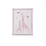 Barefoot Dreams CozyChic Dusty Rose Giraffe Stroller Blanket 30x40—luxurious baby blanket with giraffe print. Available at Be Charmed