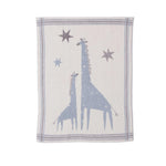 Barefoot Dreams CozyChic Raindrop Giraffe Stroller Blanket 30x40—luxurious baby blanket with giraffe print. Available at Be Charmed
