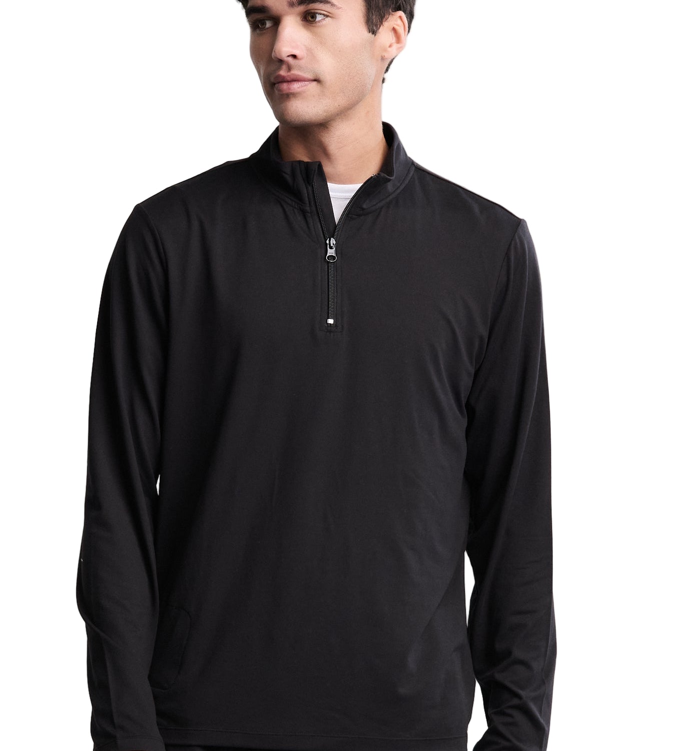 Barefoot Dreams Men’s Black Butterchic 1/4 Zip Pullover—cozy lightweight men’s sweater. Available at Be Charmed