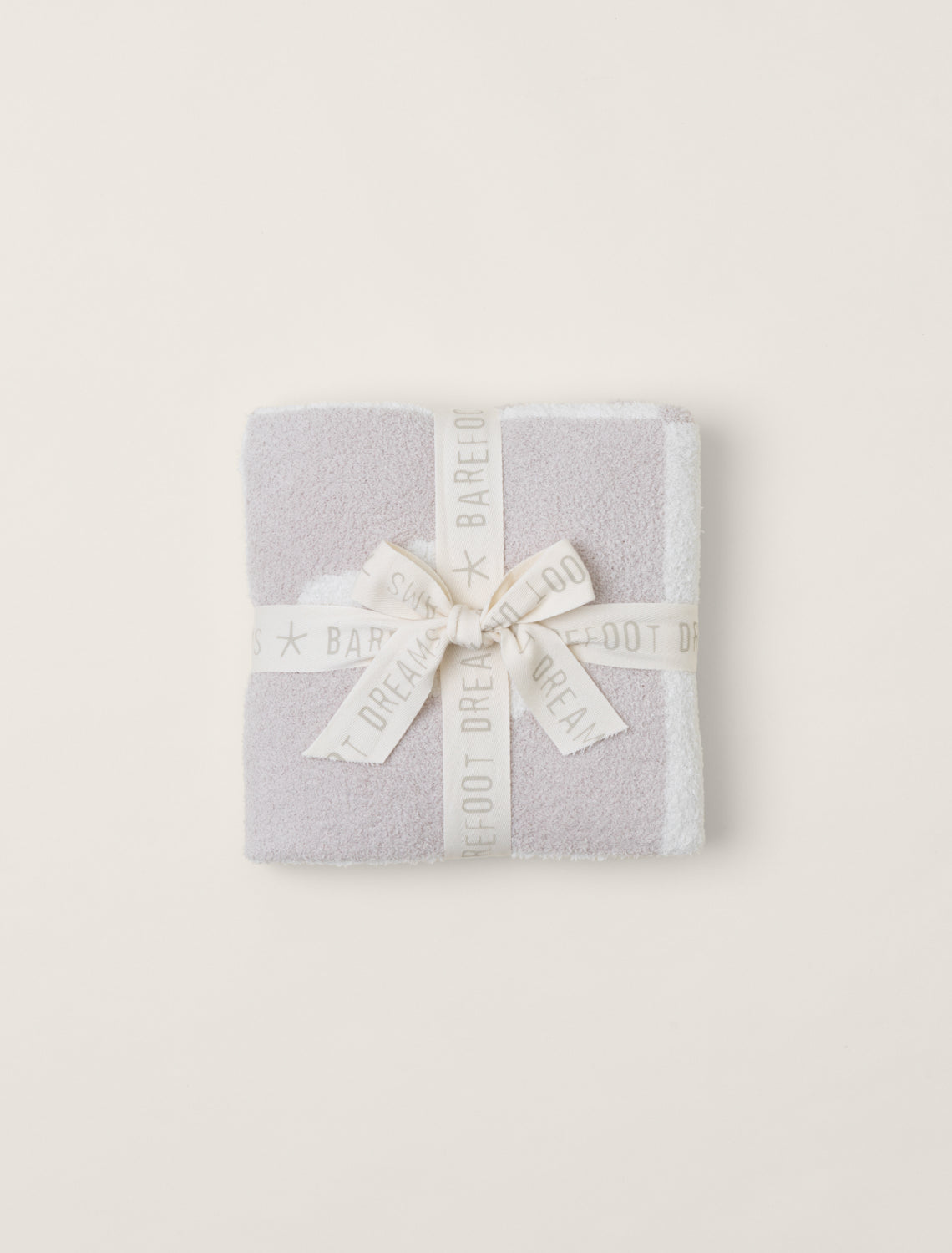 Barefoot Dreams - Cream/Stone CozyChic Cuddle Receiving Blanket with White Ribbon