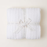 Barefoot Dreams Cream CozyChic Angular Blanket tied with White Bow