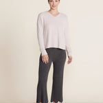 Front of Barefoot Dreams Chai CozyChic Lite Diamond Pointelle Pullover