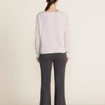Back of Barefoot Dreams Chai CozyChic Lite Diamond Pointelle Pullover