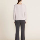 Back of Barefoot Dreams Chai CozyChic Lite Diamond Pointelle Pullover