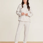 Woman Wearing Barefoot Dreams Bisque CozyChic Ultra Lite Hooded Pullover