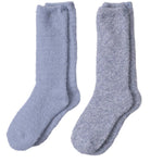 Barefoot Dreams CozyChic sock set in pale blue and heathered gray on a white background. Available at Be Charmed.