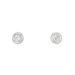 Cuties stud earrings with round, clear CZ stones in smooth silver-tone settings. Available at Be Charmed.