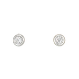 Cuties stud earrings with round, clear CZ stones in smooth silver-tone settings. Available at Be Charmed.
